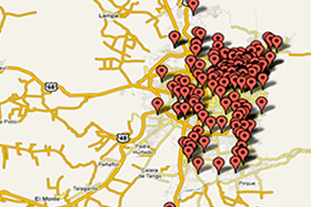 Mapa del robo en Santiago